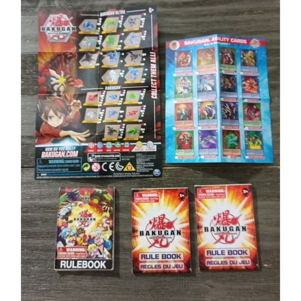 Bakugan Battle Brawlers Game Lot Of 3 Rulebooks Ability Card McD & Ultra Insert